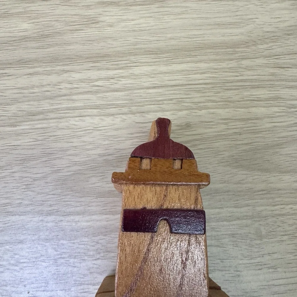 Handcrafted Wooden Lighthouse Shape Secret Jewelry Puzzle Box 4.5